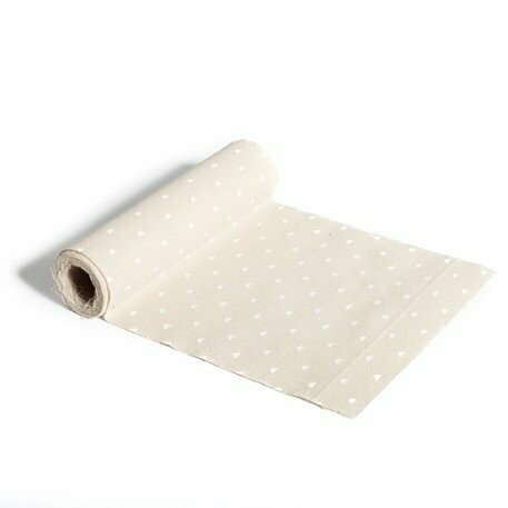 CHEMIN DE TABLE LIN COEURS BLANCS 28CMX5M