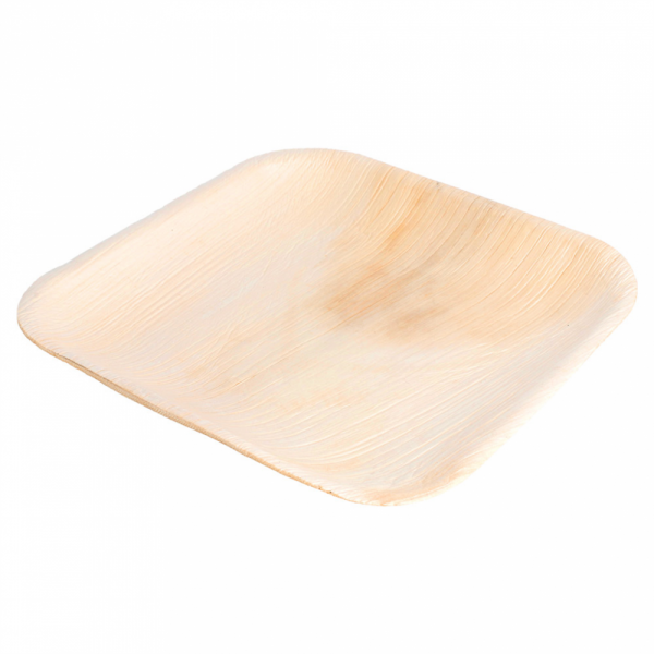 ASSIETTE CARREE FEUILLE DE PALME 18x18x1.5CM NATUREL (x25)