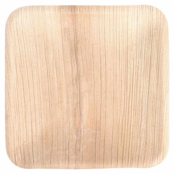 ASSIETTE CARREE FEUILLE DE PALME 15x15x1.5CM NATUREL (x25)
