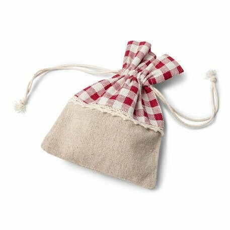 POCHON VICHY LIN ROUGE ET BLANC 13X10CM (x5)