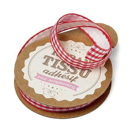 RUBAN TISSU ADHESIF VICHY ROUGE 1CMX2M