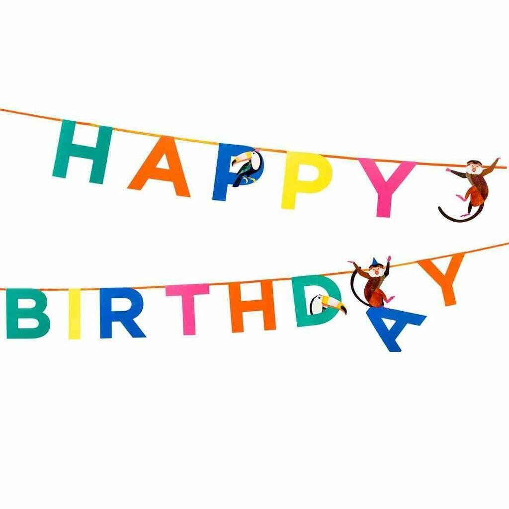 GUIRLANDE HAPPY BIRTHDAY ANIMAUX SAFARI