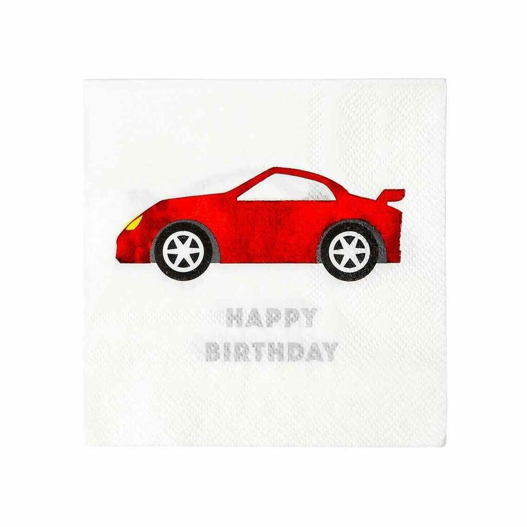 SERVIETTE COCKTAIL FORME VOITURE DE COURSE  (x16)