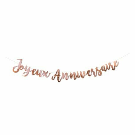 GUIRLANDE JOYEUX ANNIVERSAIRE ROSE GOLD METALLISE 1M80