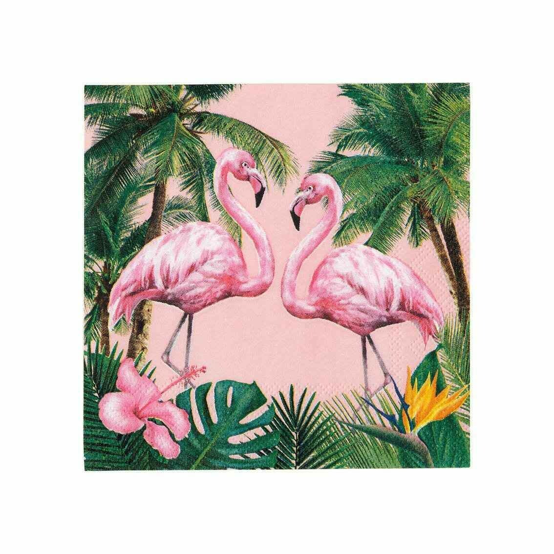 SERVIETTE TROPICAL FLAMANT ROSE (x20)
