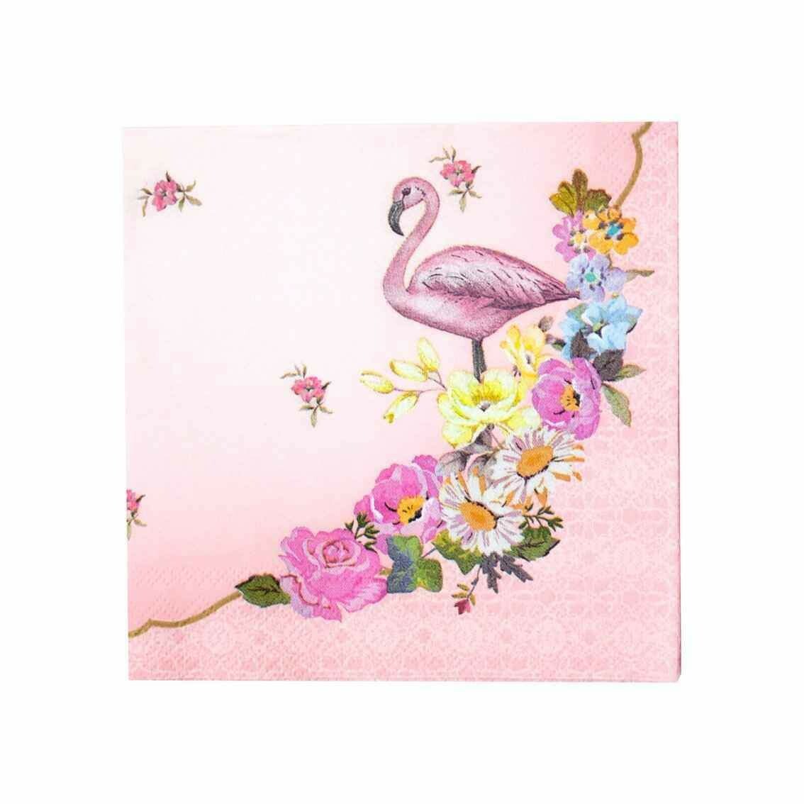 SERVIETTE COCKTAIL FLAMANT ROSE (x16)