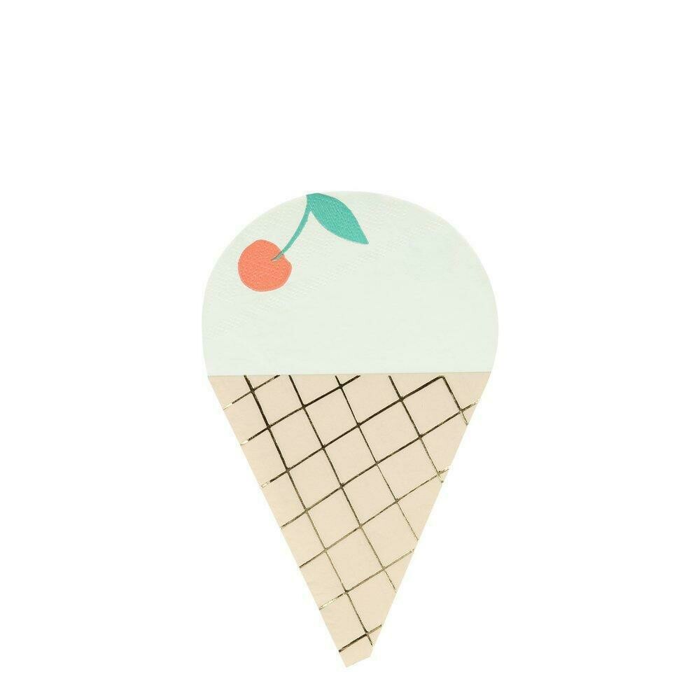 SERVIETTE FORME CONE GLACE (x16)