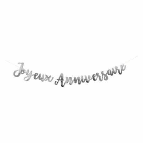GUIRLANDE JOYEUX ANNIVERSAIRE ARGENT METALLISE 1M80