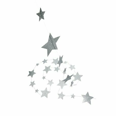 GUIRLANDE 45 ETOILES PAPIER PAILLETTES ARGENT 5M (10CM/7CM/4CM)