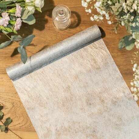 CHEMIN DE TABLE INTISSE LUXE ARGENT 30CMX5M