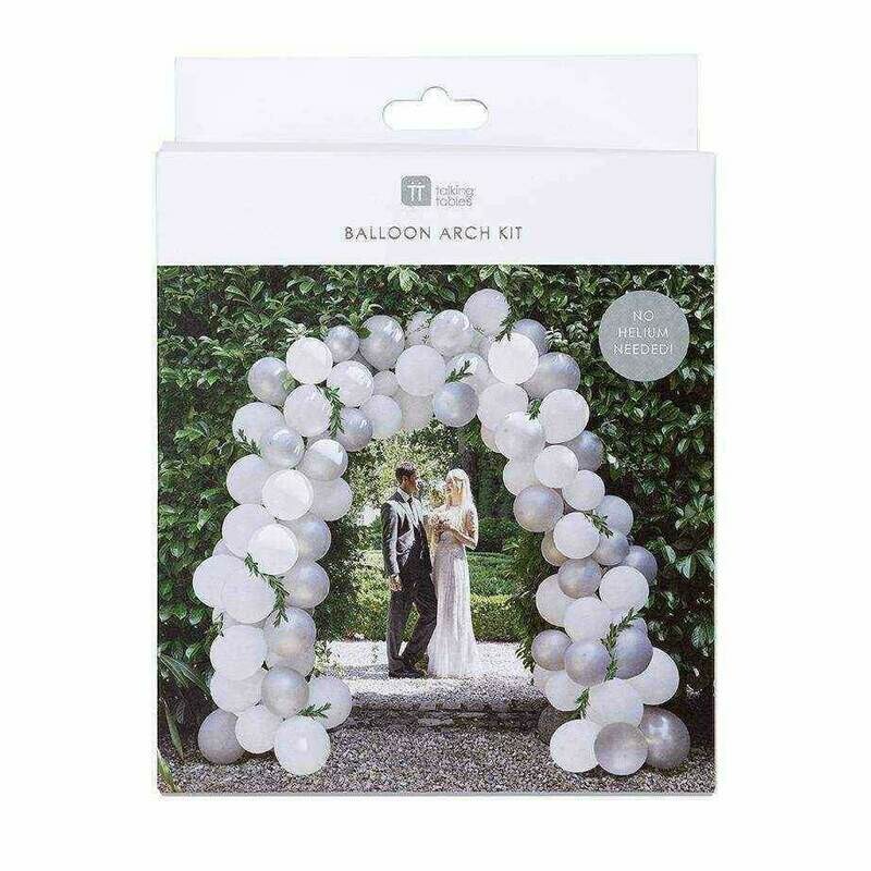KIT POUR ARCHE A BALLONS: 80 BALLONS BLANC ET ARGENT + 15M DE FIL + 1 AIGUILLE