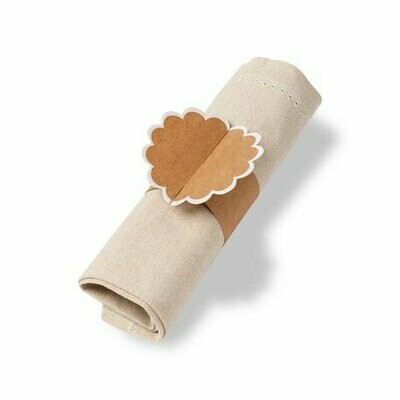 ROND DE SERVIETTE FESTON KRAFT PAILLETTES BLANCHES 23X7CM (x8)