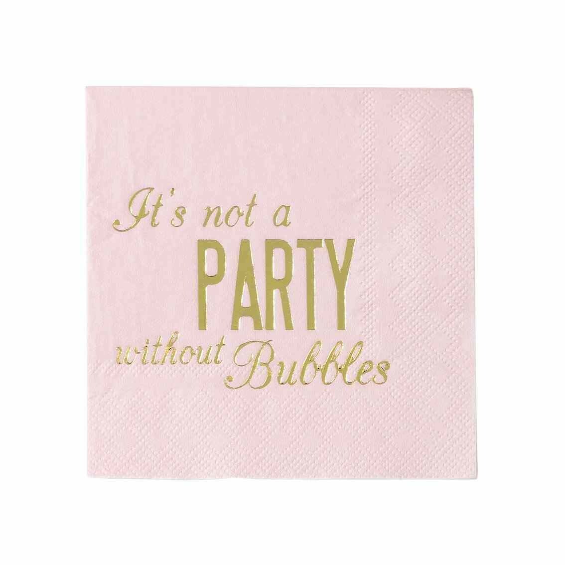 SERVIETTE COCKTAIL ROSE BUBBLES OR (x16)