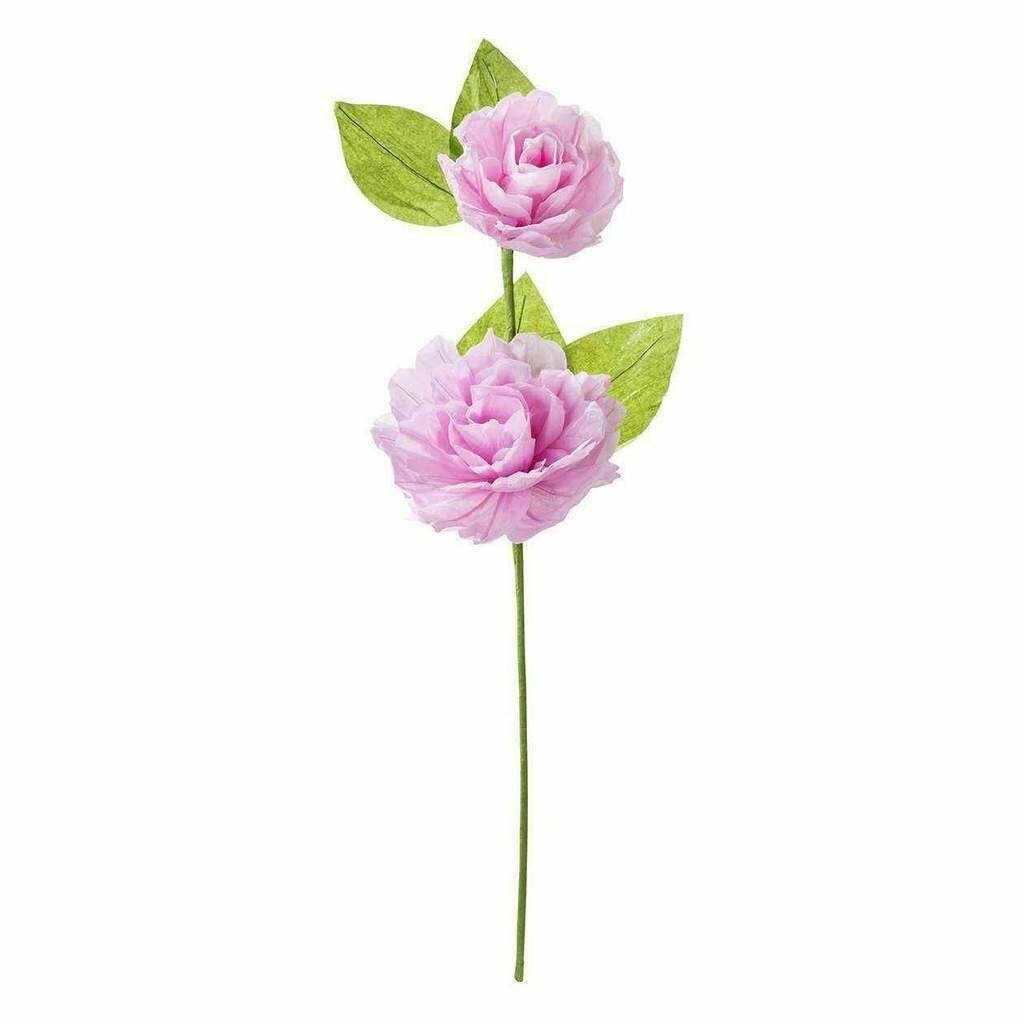 FLEUR DOUBLE ROSE SUR TIGE 44CM