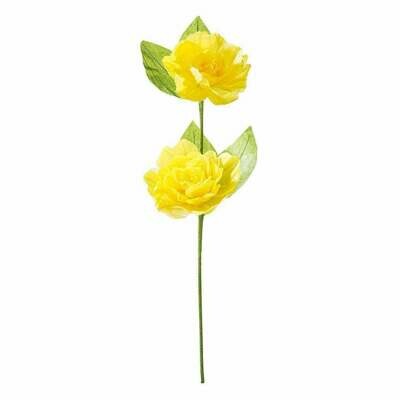FLEUR DOUBLE JAUNE SUR TIGE 44CM