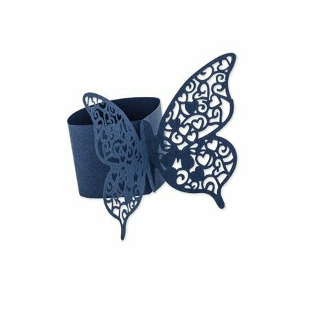 ROND DE SERVIETTE PAPILLON BLEU MARINE 27X8CM (x20)