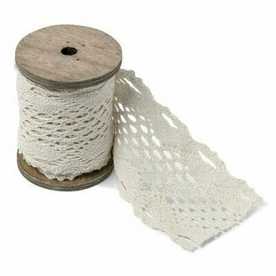 RUBAN MACRAME BLANC 8.3CMX3M