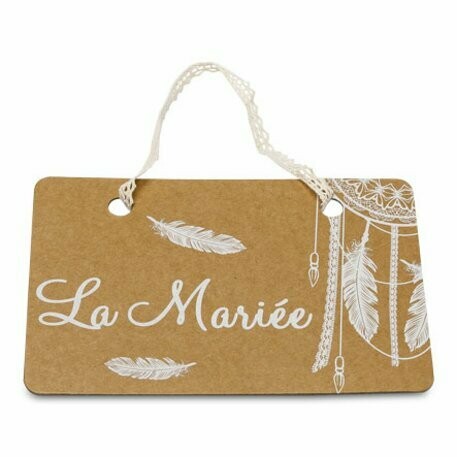 DOS DE CHAISE "LE MARIE""LA MARIEE" 20X13CM KRAFT DOUBLE FACE + DENTELLE