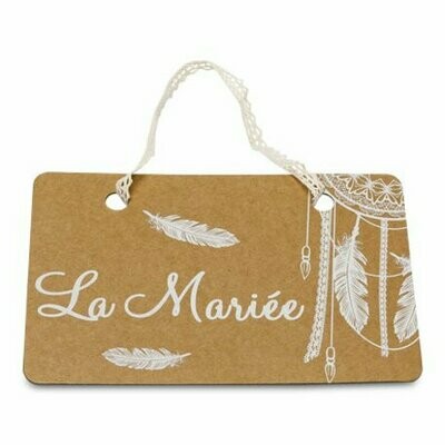 DOS DE CHAISE "LE MARIE""LA MARIEE" 20X13CM KRAFT DOUBLE FACE + DENTELLE