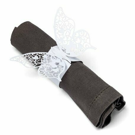 ROND DE SERVIETTE PAPILLON BLANC 27X8CM (x20)