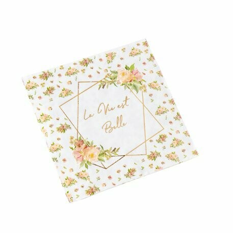 SERVIETTE AQUARELLE LA VIE EST BELLE DORURE OR 33X33CM 3PLIS (x16)