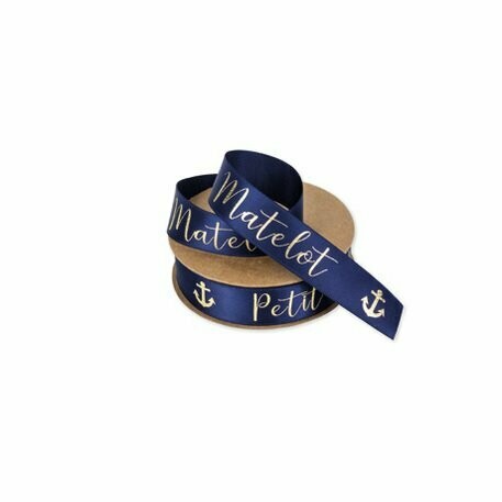 RUBAN SATIN PETIT MATELOT MARINE ET DORURE OR 19MMX10M