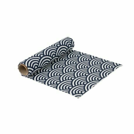 CHEMIN DE TABLE LIN ECAILLES MARINE 28CM X 5M