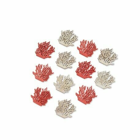 CORAUX EN BOIS CORAIL ET BLANC 4CM (x12)
