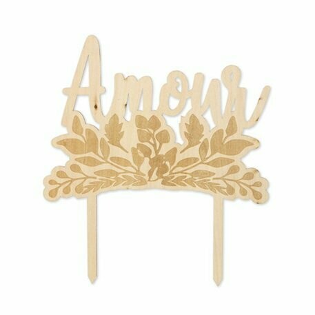 DECO CENTRE DE TABLE AMOUR EN BOIS DESCENTE VEGETALE 23x25.5CM