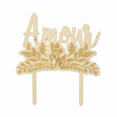 DECO CENTRE DE TABLE AMOUR EN BOIS DESCENTE VEGETALE 23x25.5CM