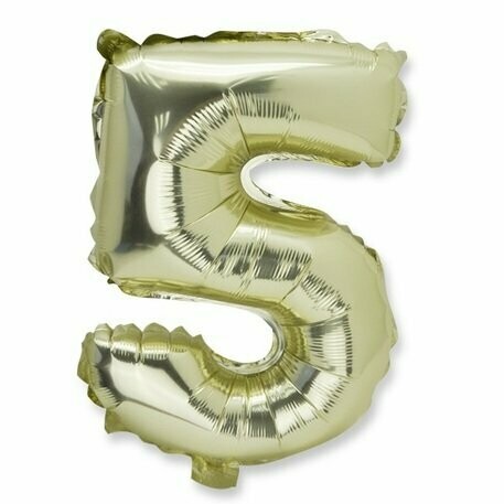 BALLON METAL OR 86CM CHIFFRE 5 PAILLE INCLUSE
