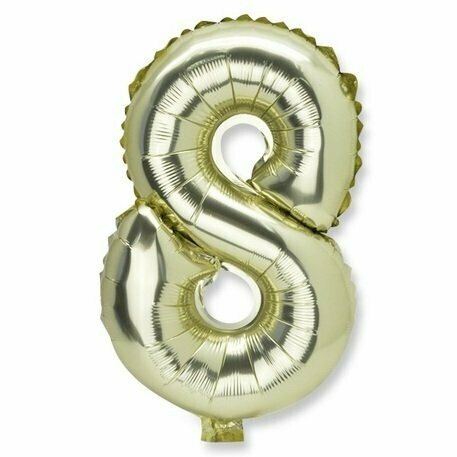 BALLON METAL OR 86CM CHIFFRE 8 PAILLE INCLUSE