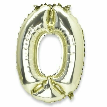 BALLON METAL OR 86CM CHIFFRE 0 PAILLE INCLUSE