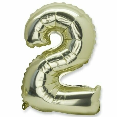BALLON METAL OR 86CM CHIFFRE 2 PAILLE INCLUSE