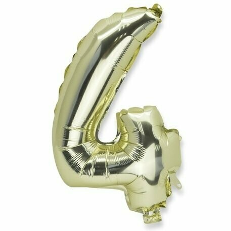 BALLON METAL OR 86CM CHIFFRE 4 PAILLE INCLUSE