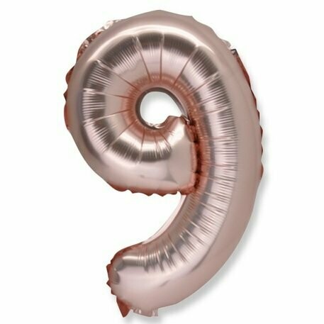 BALLON ROSE GOLD 86CM CHIFFRE 9 PAILLE INCLUSE