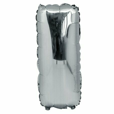 BALLON METAL ARGENT 36CM LETTRE I PAILLE INCLUSE