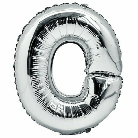 BALLON METAL ARGENT 36CM LETTRE O PAILLE INCLUSE