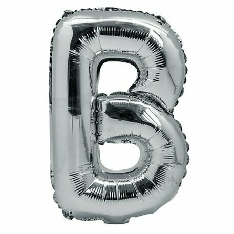 BALLON METAL ARGENT 36CM LETTRE B PAILLE INCLUSE