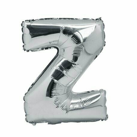 BALLON METAL ARGENT 36CM LETTRE Z PAILLE INCLUSE