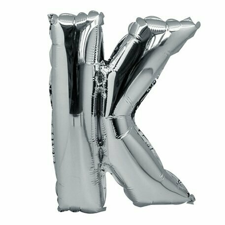 BALLON METAL ARGENT 36CM LETTRE K PAILLE INCLUSE