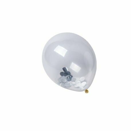 BALLON TRANSPARENT CONFETTIS ARGENT 30CM (x3)