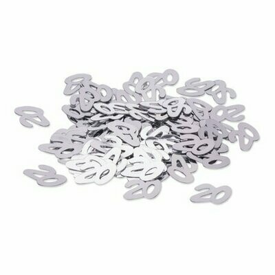 CONFETTIS METAL "20" ARGENT 1CM 17GR