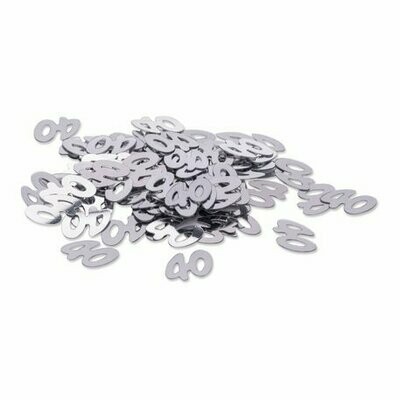 CONFETTIS METAL "40" ARGENT 1CM 17GR