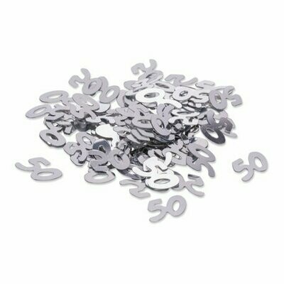 CONFETTIS METAL "50" ARGENT 1CM 17GR