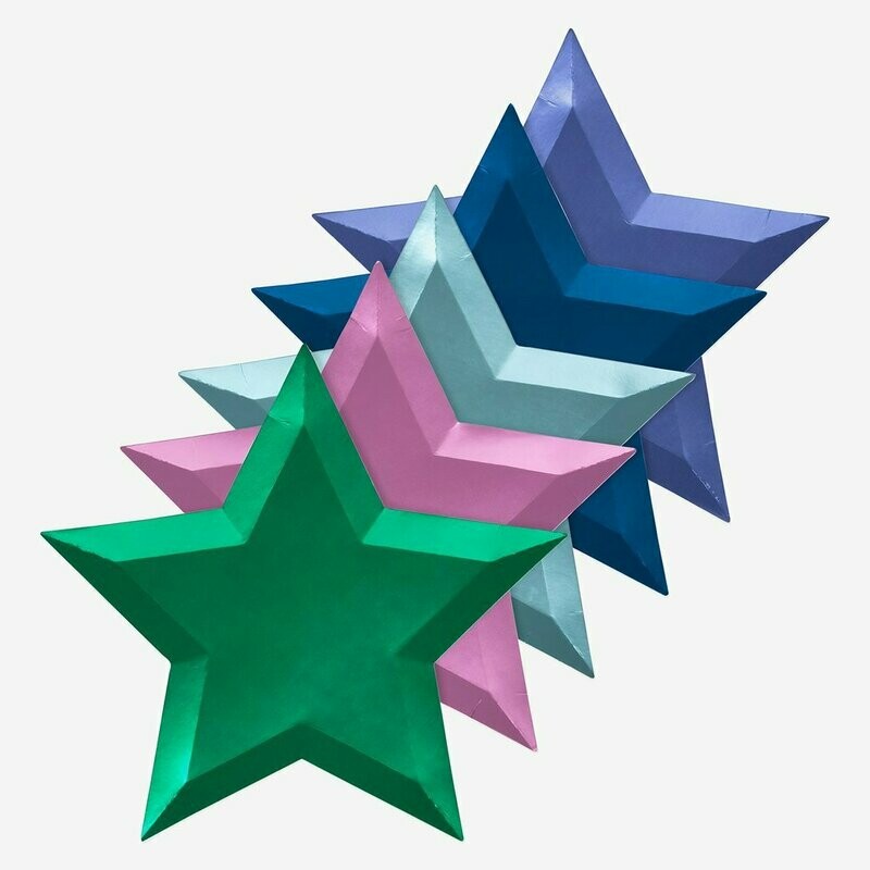 ASSIETTE ETOILE BRILLANTE 5 COULEURS 23CM (x8)