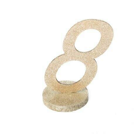 CHIFFRE GEANT "8" PAILLETTES OR SUR SOCLE 20CM