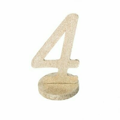 CHIFFRE GEANT "4" PAILLETTES OR SUR SOCLE 20CM