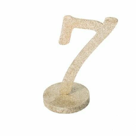 CHIFFRE GEANT "7" PAILLETTES OR SUR SOCLE 20CM