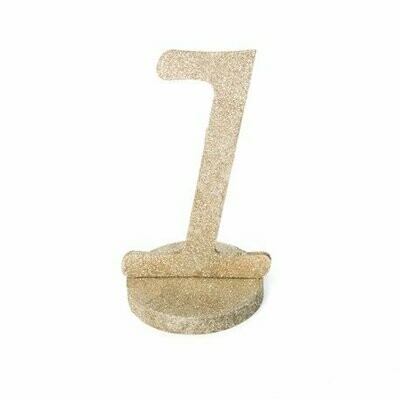 CHIFFRE GEANT "1" PAILLETTES OR SUR SOCLE 20CM